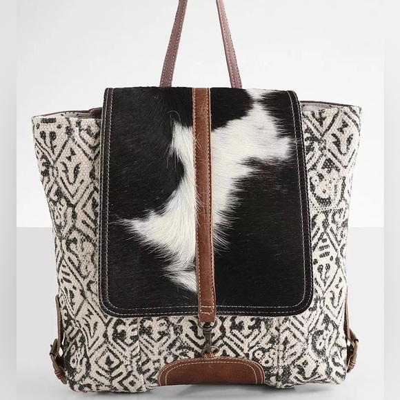 Myra Bag Upcycled  Oriental Rug Canvas & Cowhide Rug Backpack Bag - Picture 1 of 16